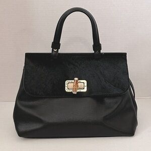 Away the MONICA HANDBAG IN Black pelle Leather EUC